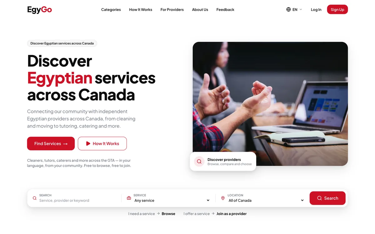 EgyGo website, desktop view