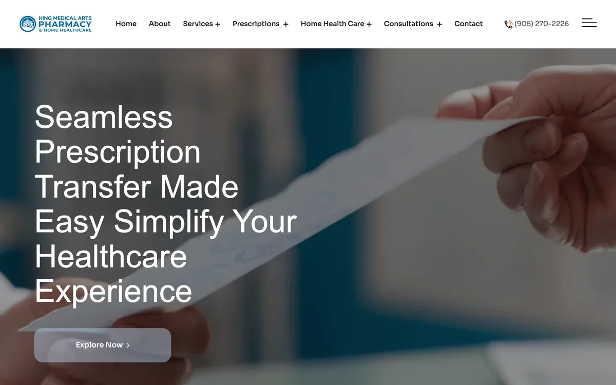 King Medical Arts website, desktop view